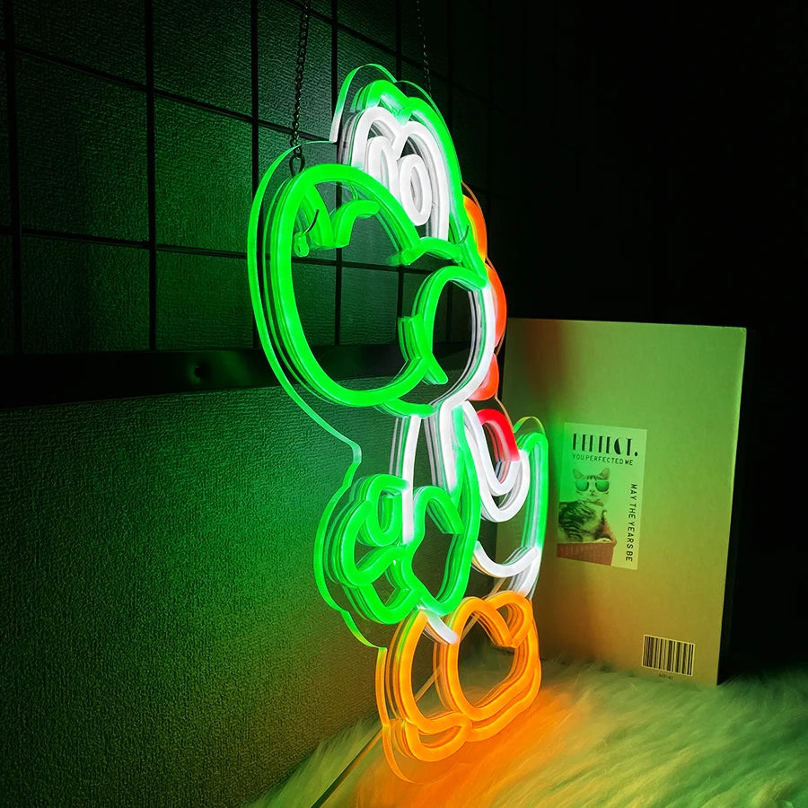 Yoshi / Mario Themed Neon Light - Nintendo Retro Gaming Sign